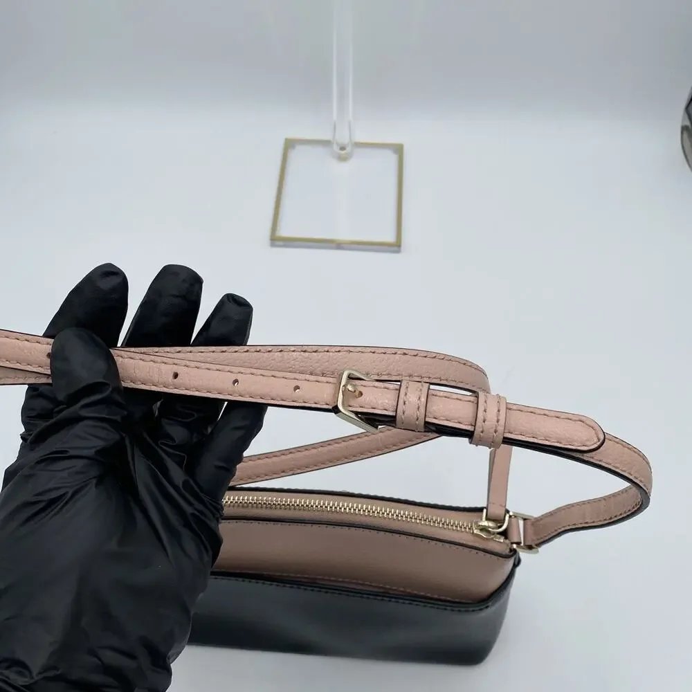KATE SPADE New York Light Pink Black Leather Jeanne Crossbody Shoulder Bag 6x9x3